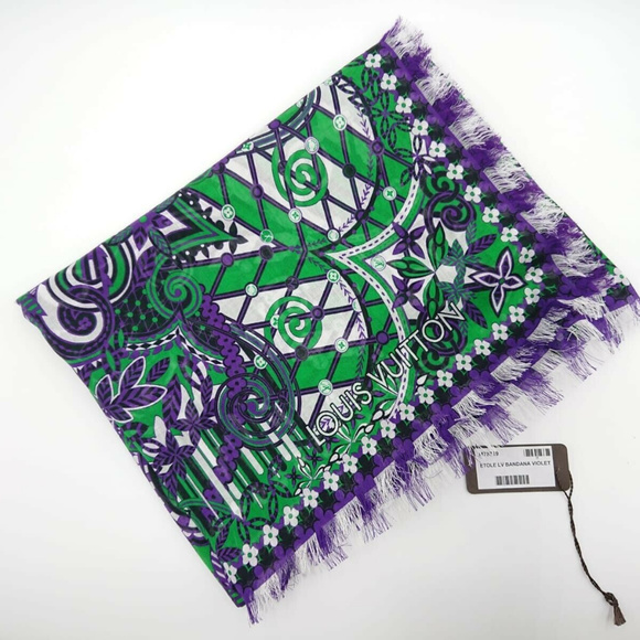 Louis Vuitton Monogram Flower Stole Bandana Violet - Picture 5 of 8
